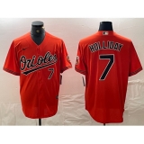 Men's Baltimore Orioles #7 Jackson Holliday Number Orange Limited Cool Base Stitched Jersey