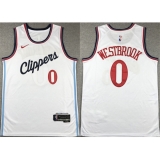 Men's Los Angeles Clippers #0 Russell Westbrook White Stitched Jersey