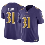 Men's Baltimore Ravens #31 Dalvin Cook Purple 2024 F.U.S.E. Color Rush Vapor Limited Football Stitched Jersey