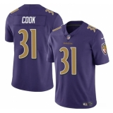 Men's Baltimore Ravens #31 Dalvin Cook Purple Color Rush Vapor Limited Football Stitched Jersey
