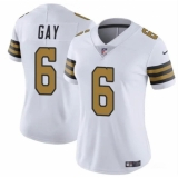 Women's New Orleans Saints #6 Willie Gay White Color Rush Football Stitched Game Jersey(Run Small)