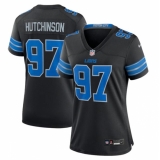 Women's Detroit Lions #97 Aidan Hutchinson Black 2nd Alternate Stitched Jersey(Run Smaller)