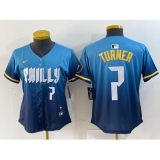 Women's Philadelphia Phillies #7 Trea Turner Number Blue 2024 City Connect Limited Stitched Jerseys